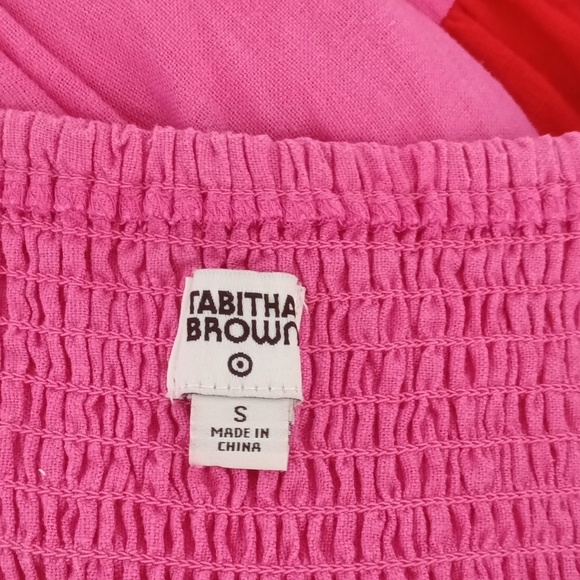 Tabitha Brown/Target Women's Linen Maxi Tiered Slip Dress Size S Pink Colorblock - Picture 7 of 10